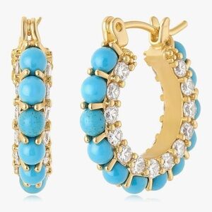 Kelly Anne Turquoise and Gold Hoop Earrings; Travel! Resort! Cruise!